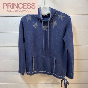 PRINCESS GOES HOLLYWOOD – Blue Wool & Cashmere Sweater with Stars (Size 40 )
